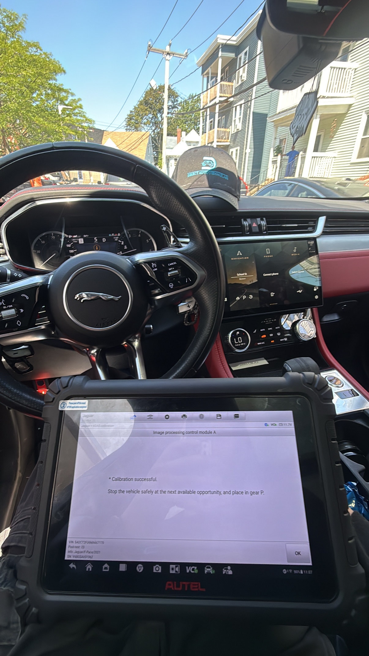 ADAS calibration successful on a Jaguar F-Pace using Autel diagnostic equipment